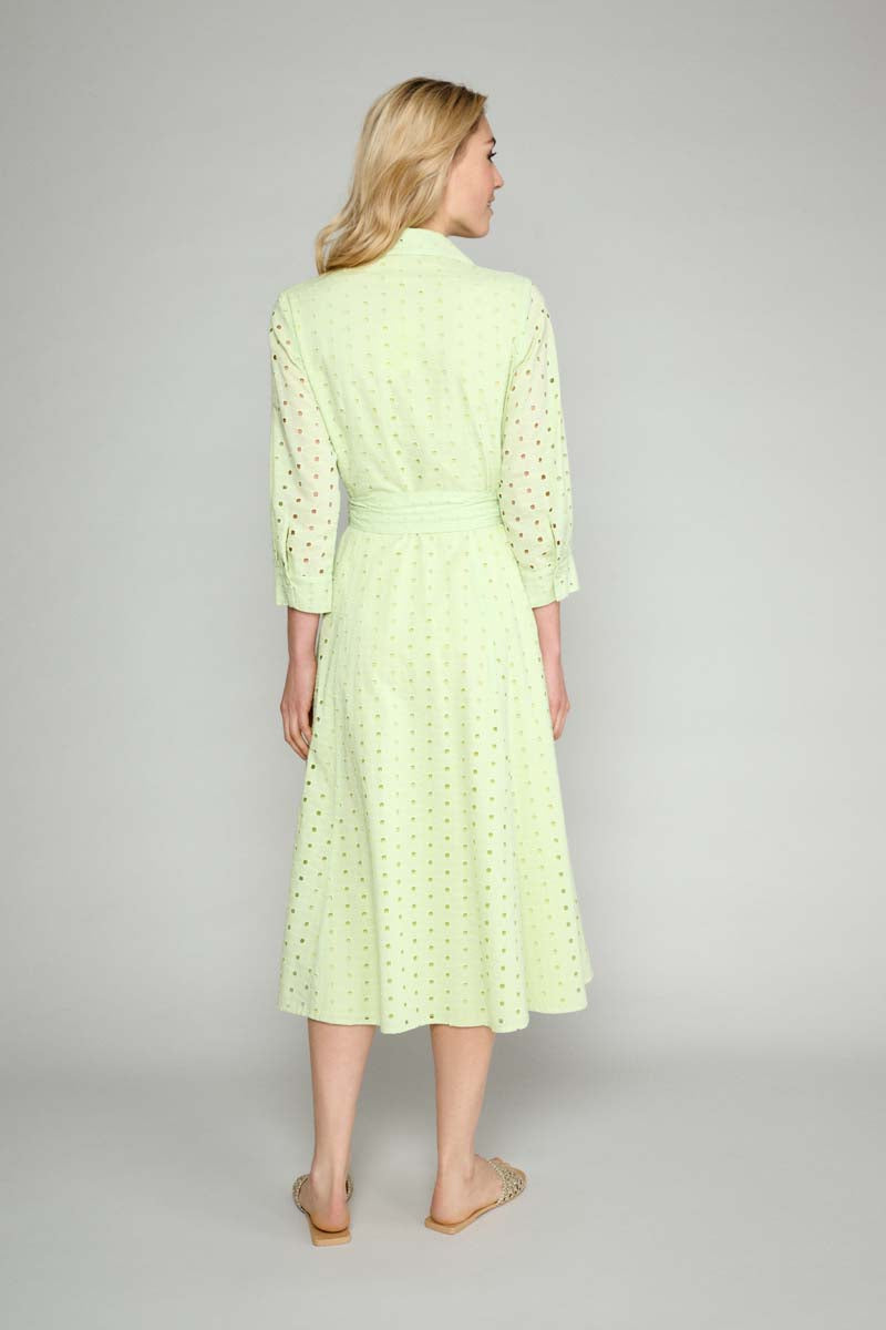 Green shirt dress in broderie Anglaise