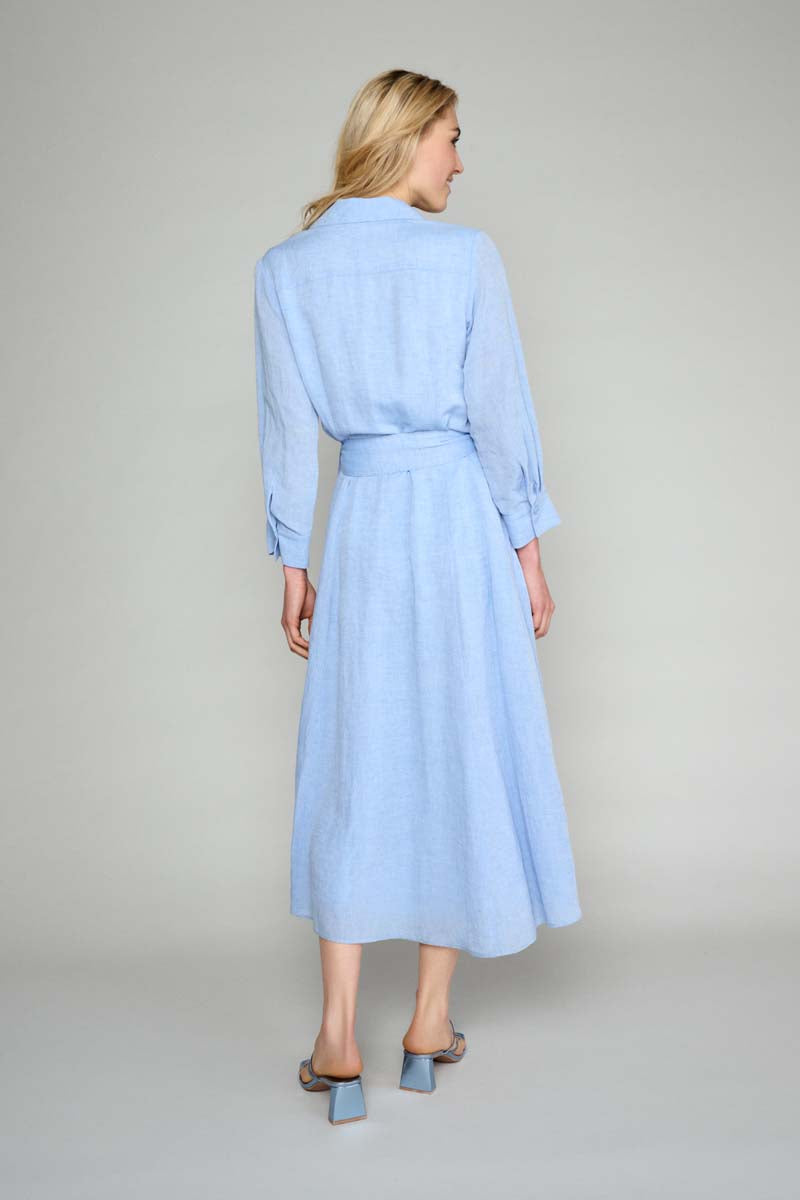 Blue viscose-linen dress