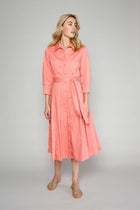 Smooth shirt dress in coral colour