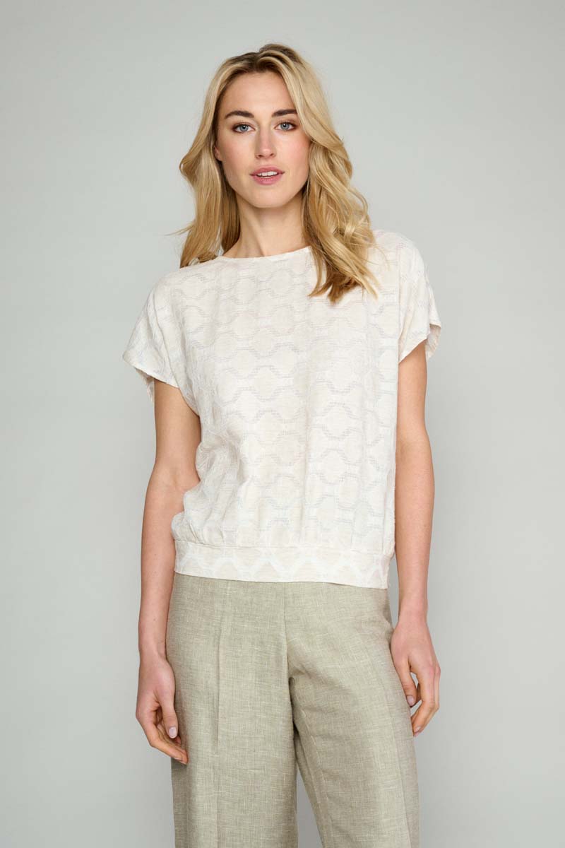 Beige blouse in jacquard fabric 