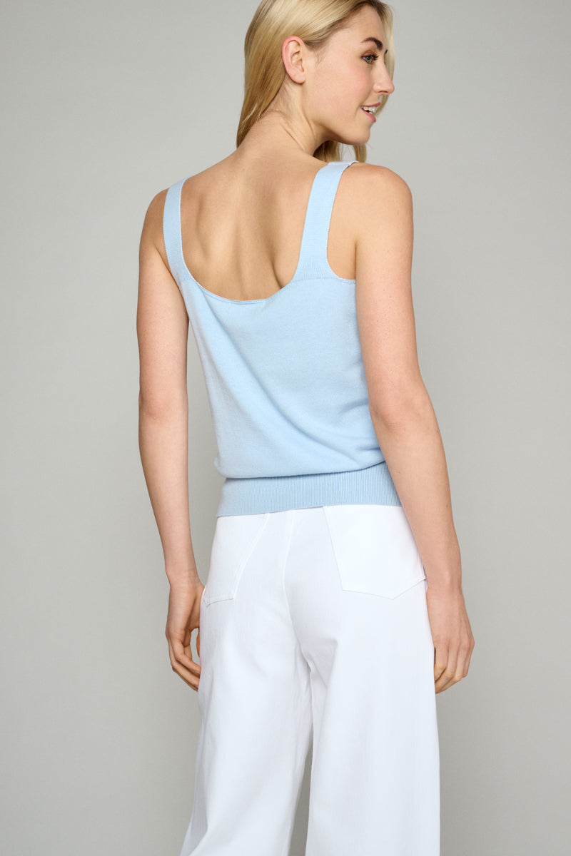 Blue knitted sleeveless top