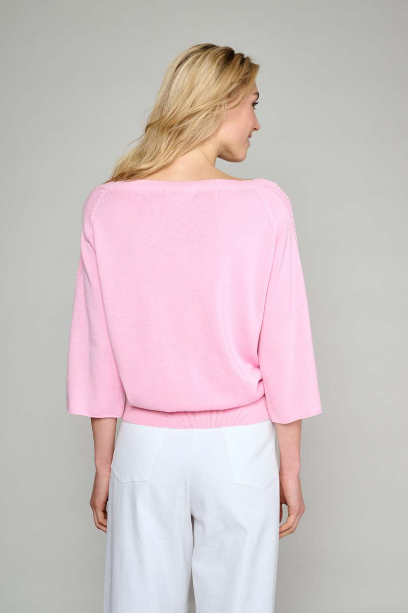 Pink pullover with boat neck 