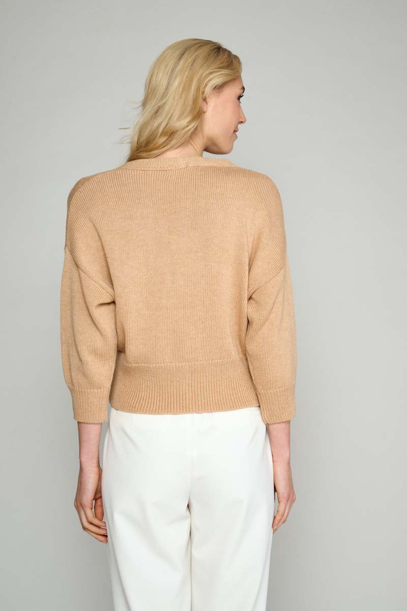 Knitted cardigan in camel colour