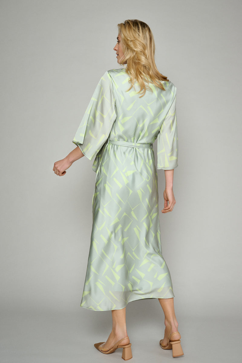 Vlotte jurk in bicolor print