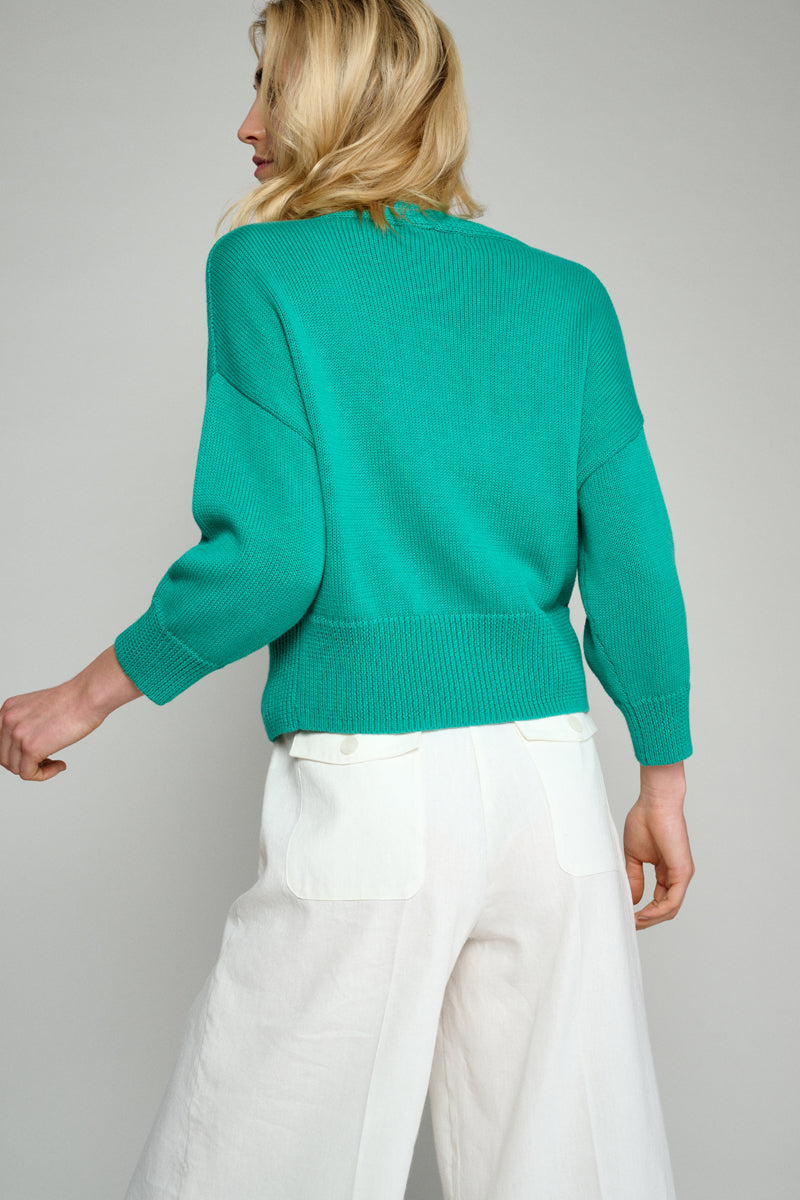 Emerald green knitted cardigan