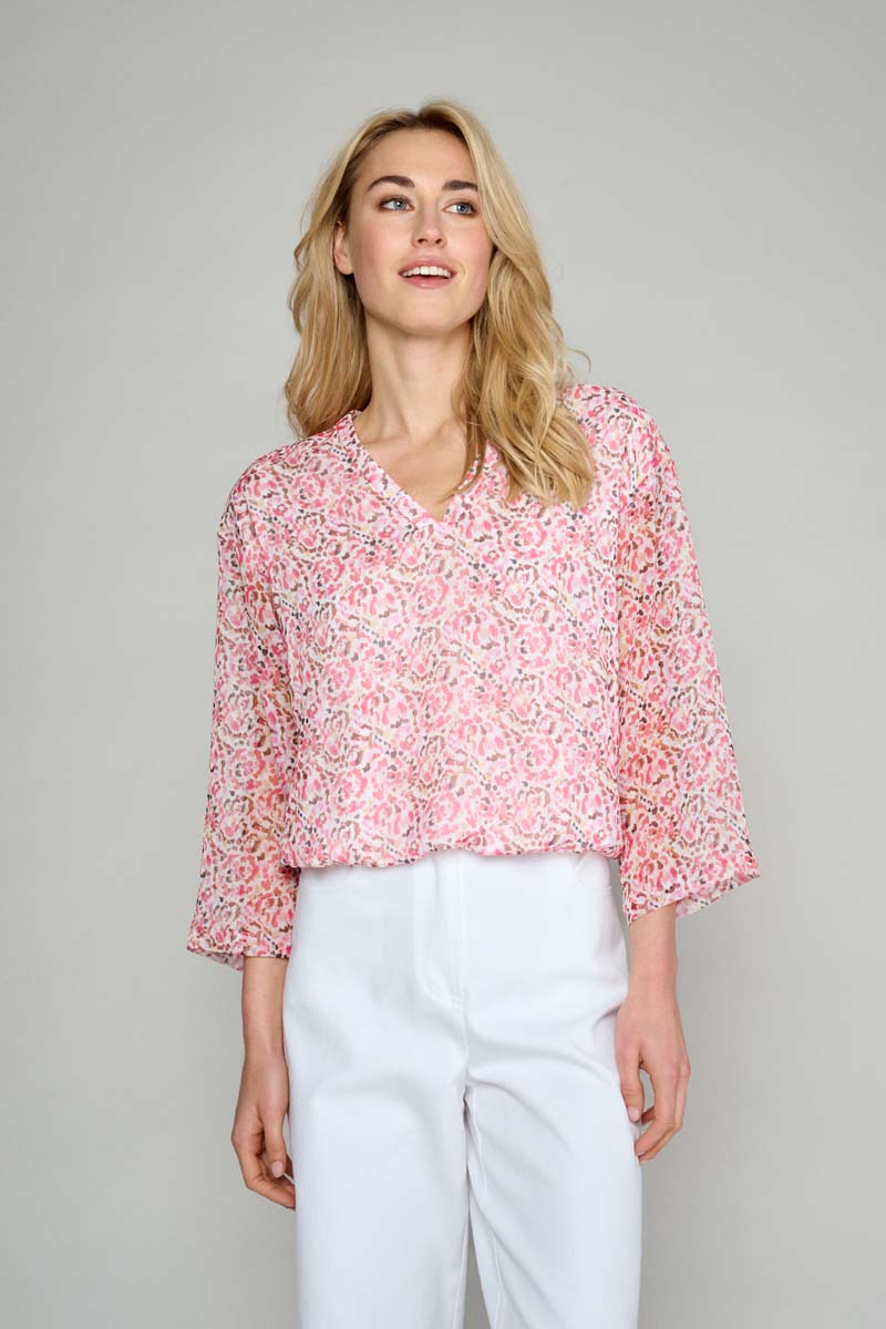 Voile blouse with floral print