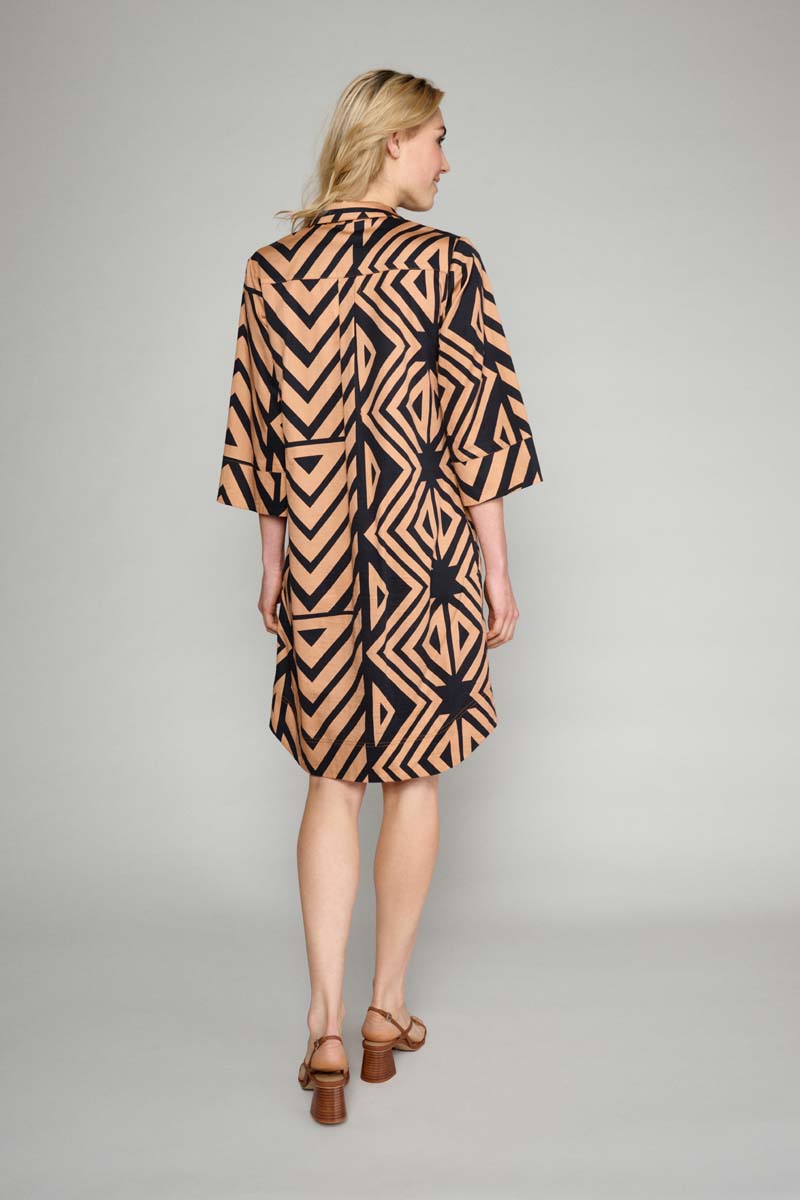 Robe tunique ample à imprimé bicolore 