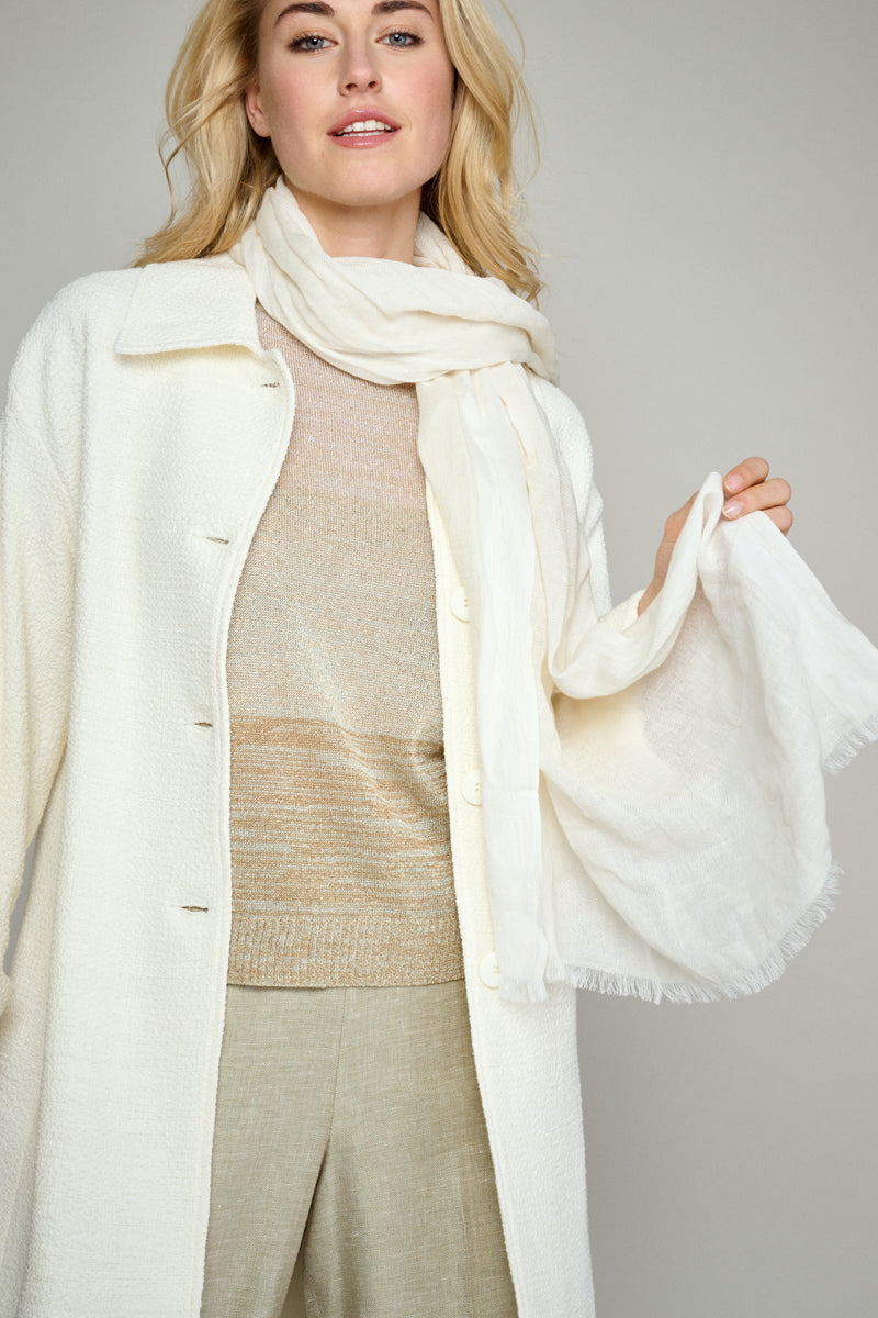 Ecru scarf in linen-cotton