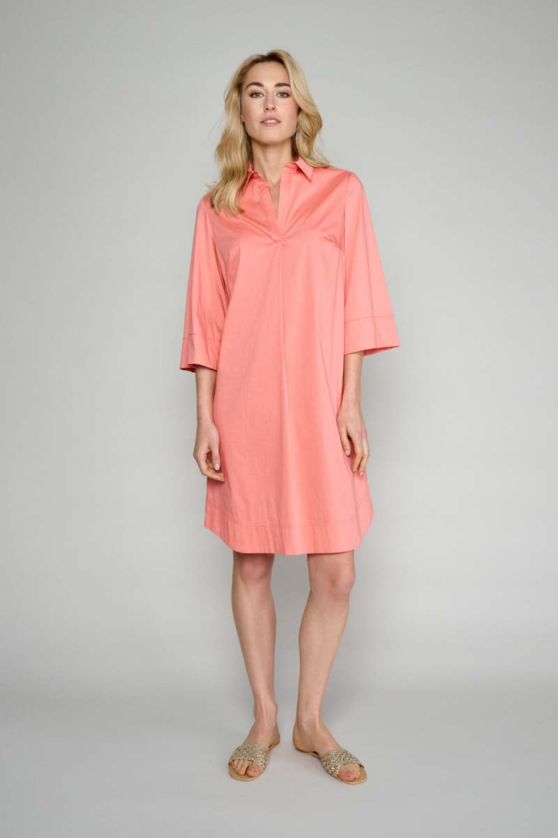 Flowing tunic dress in coral