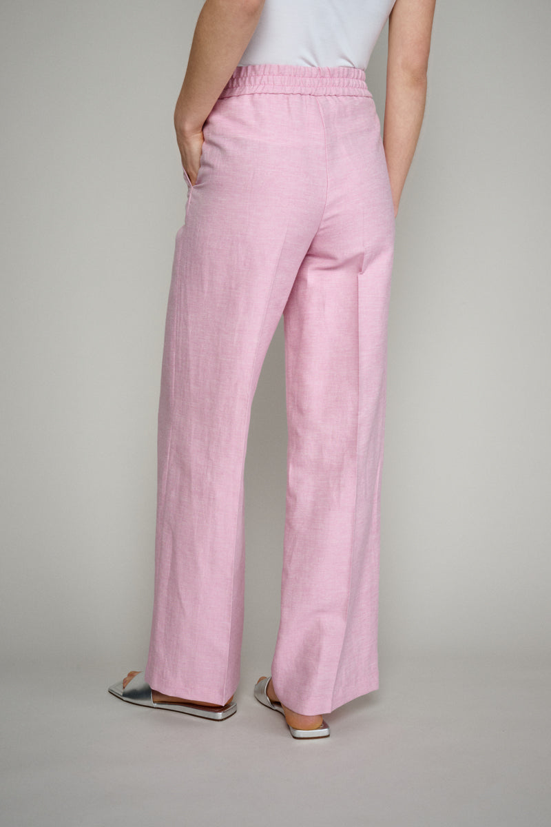 Wide trousers in pink linen