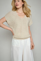 Knitted camel pullover with lurex detail