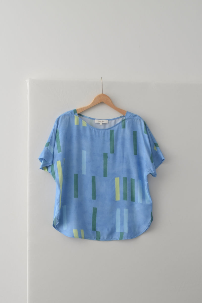 Blauw gestreepte tuniekbloes