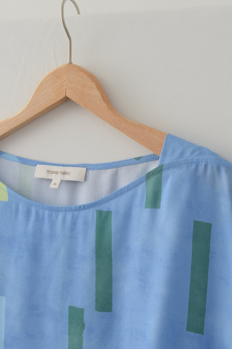 Blauw gestreepte tuniekbloes