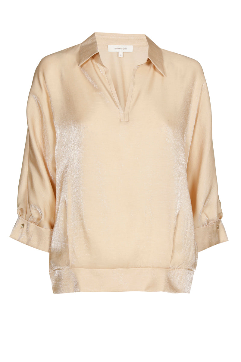 Losse gouden blouse met wafeleffect