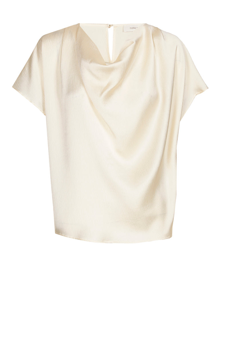 Cream top with waterfall neckline
