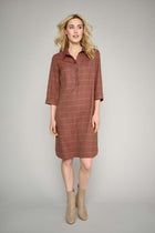 Bordeaux dress with check pattern