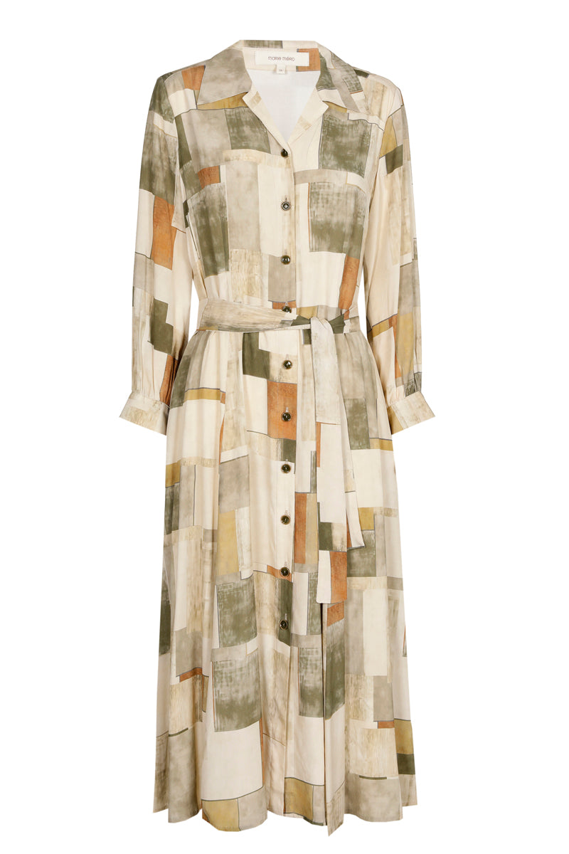 Beige jurk met abstracte print