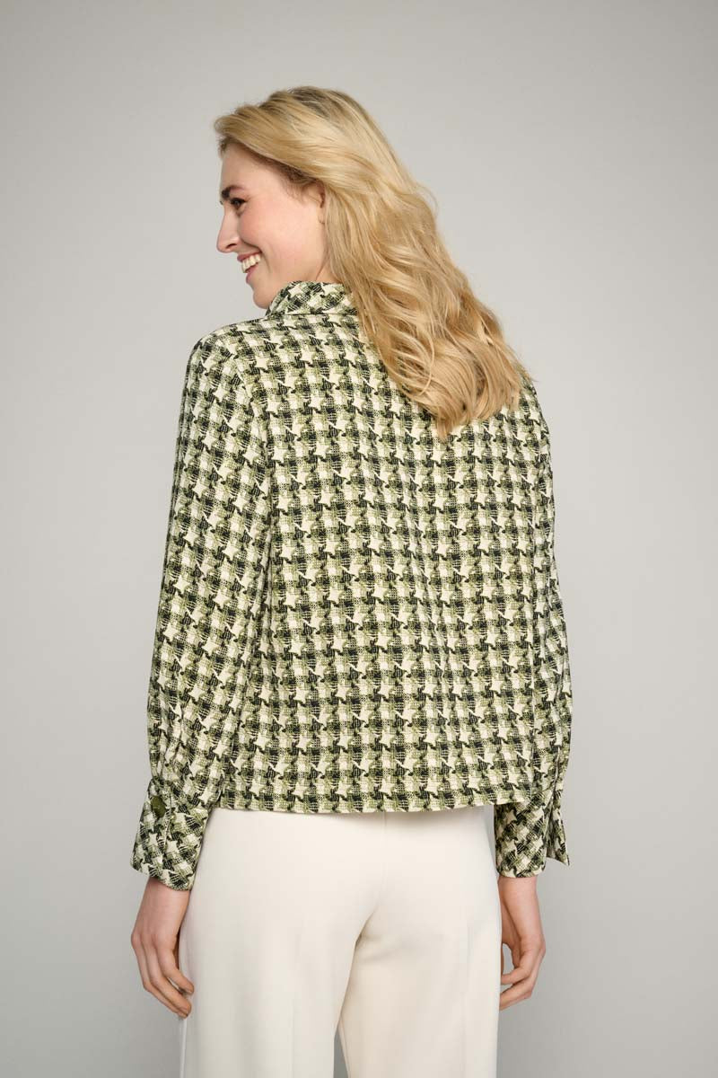 Blouse in green pied-de-poule