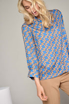 Blue blouse with graphic print