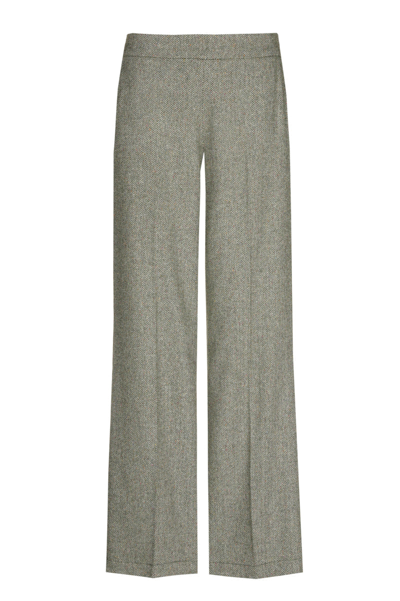 Wide leg pants in green melange