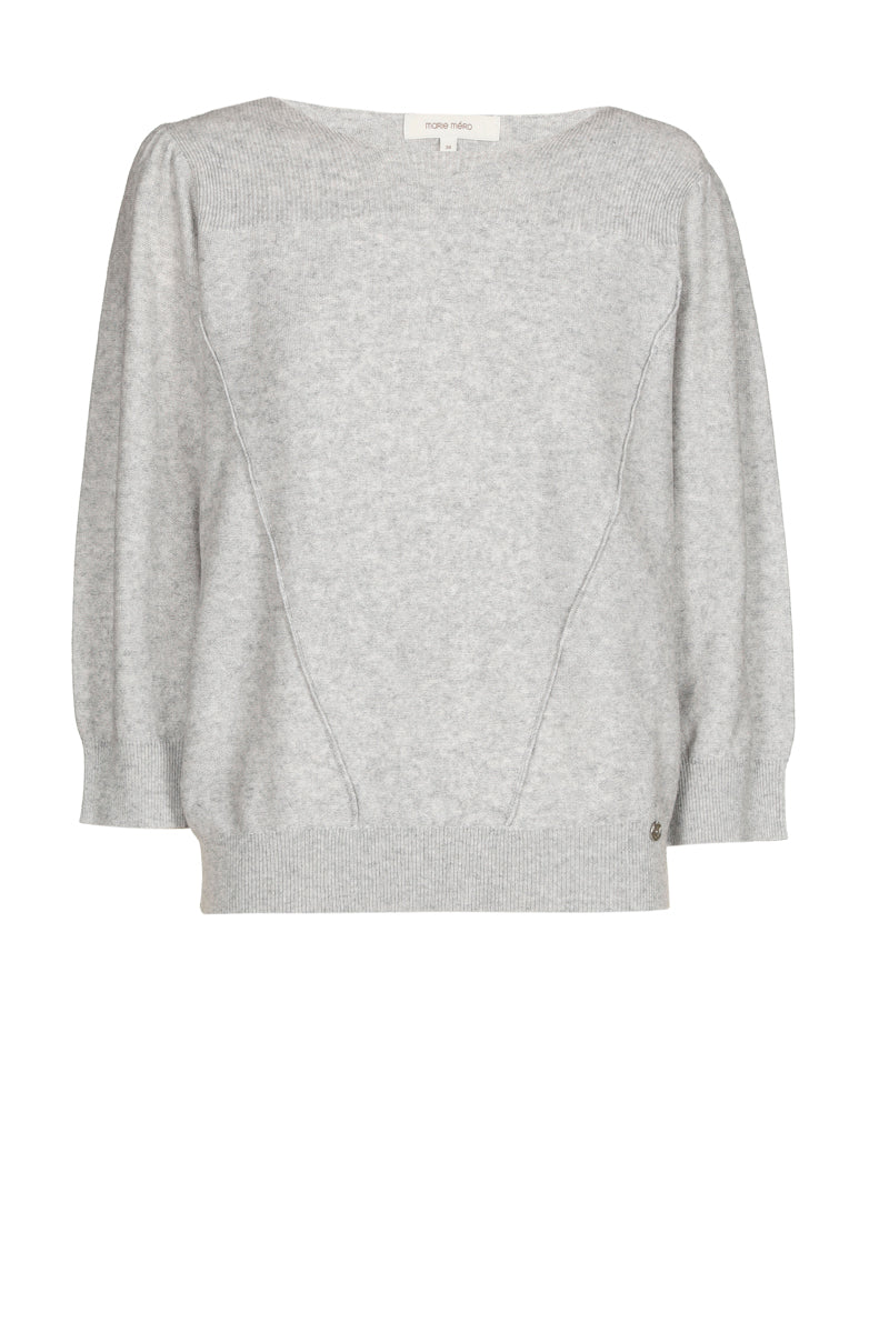 Pull gris lisse avec col rond