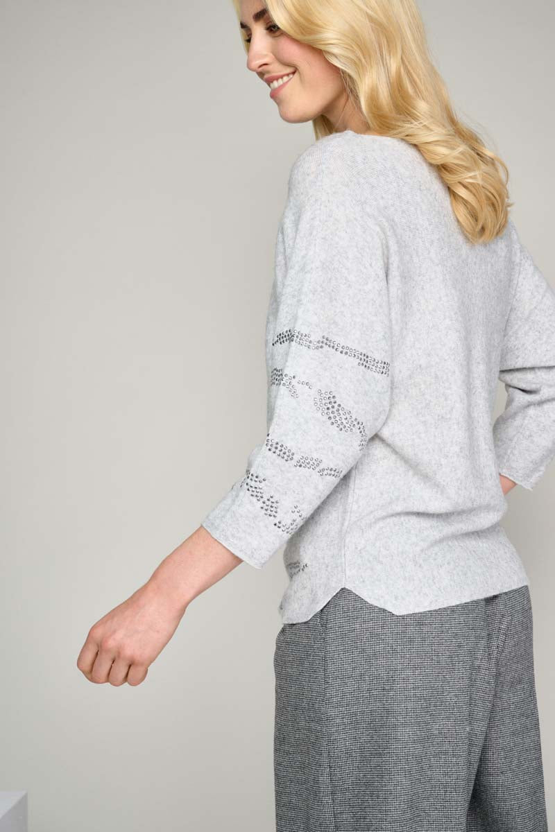 Pull gris tendance avec paillettes