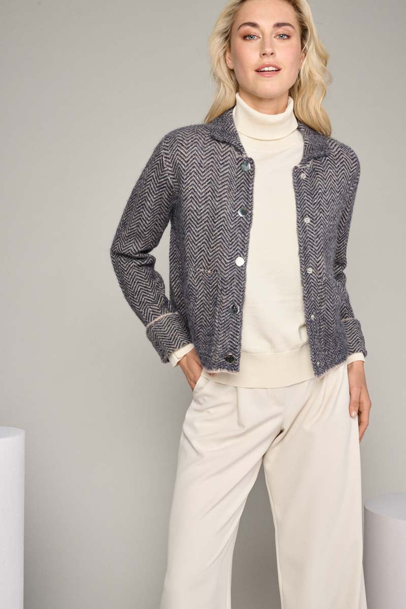 Dark blue jacket in pied-de-poule motif