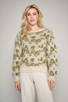 Pull vert tendance avec imprimé animalier