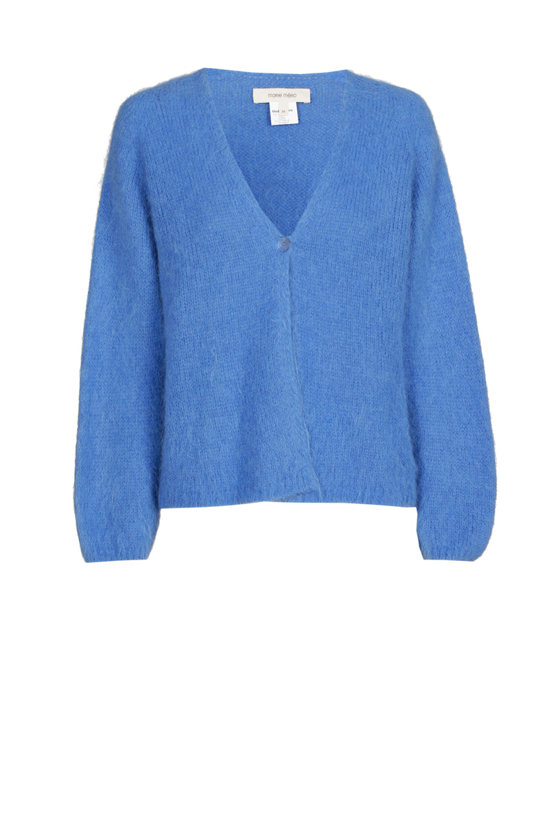 Cobalt blue loose cardigan with button closure