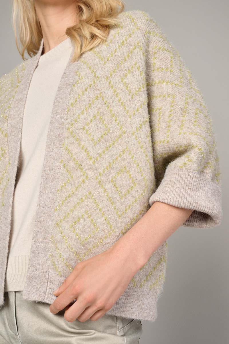 Cardigan beige avec détails en forme d'étincelles