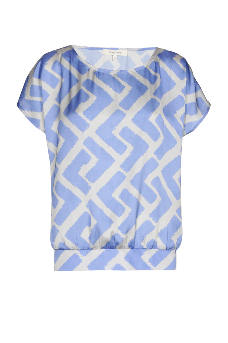 Blue blouse with graphic print