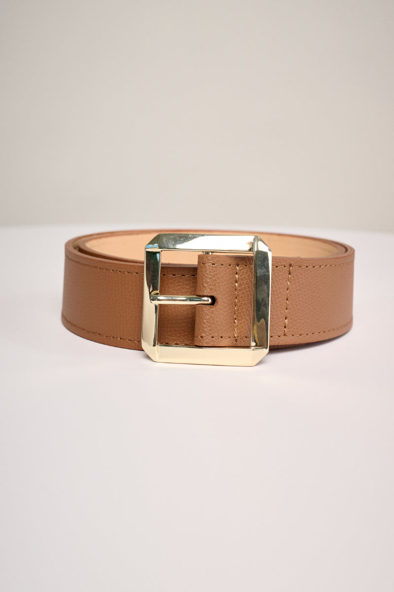 Ceinture marron foncé avec détail doré