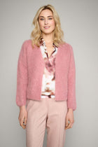 Zachtroze losse cardigan met knoopsluiting