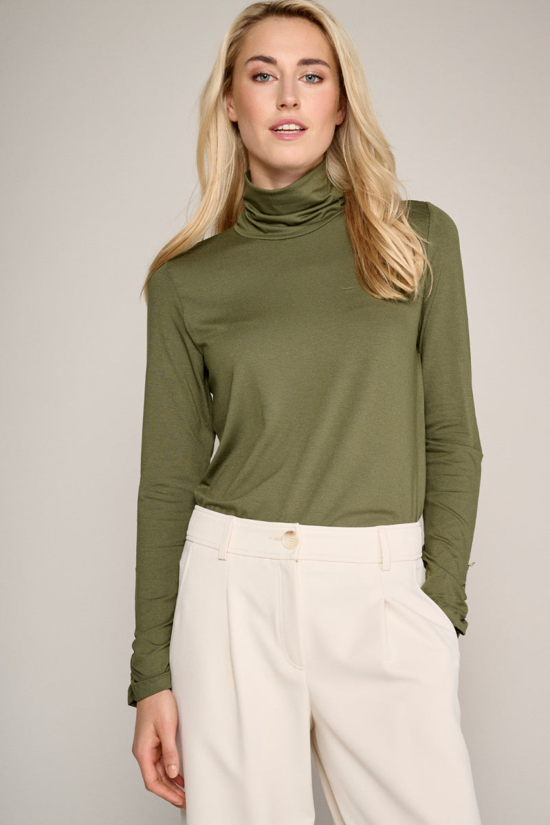 Kakhi turtleneck with sleeve detailing