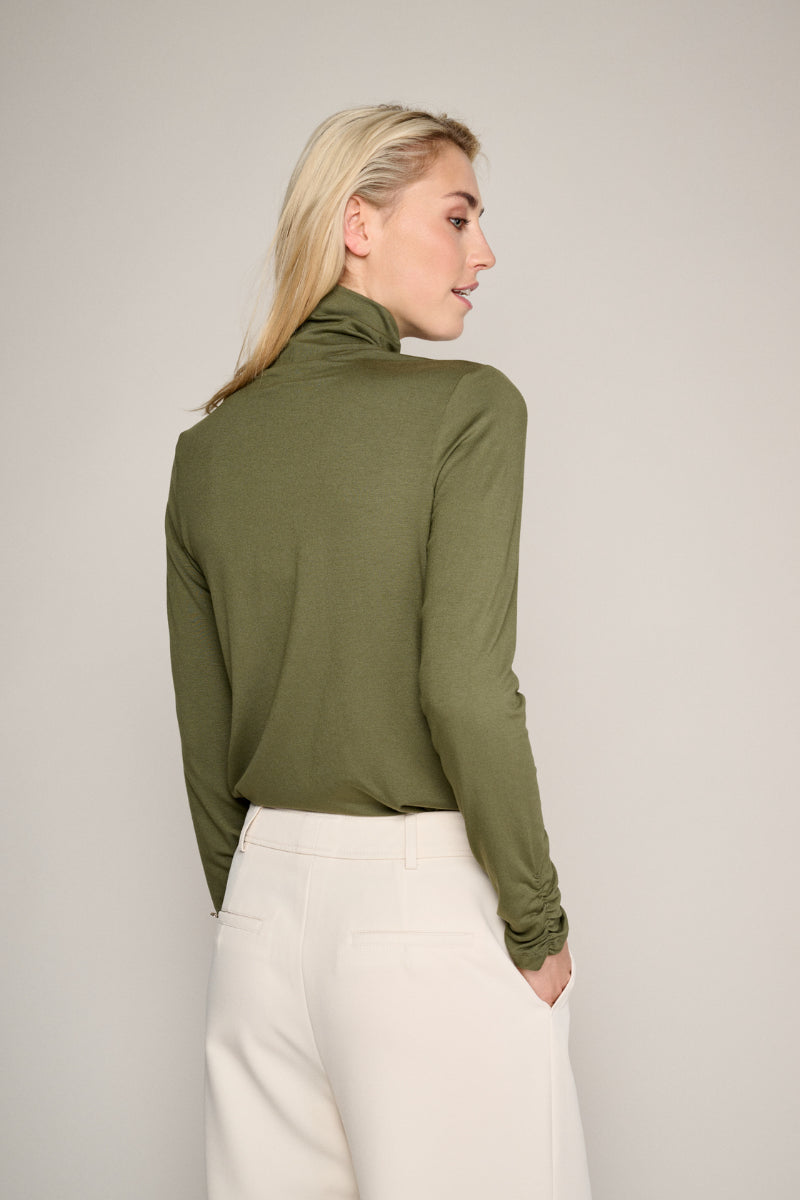 Kakhi turtleneck with sleeve detailing