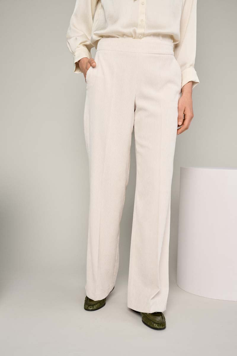 Wide cream velour trousers