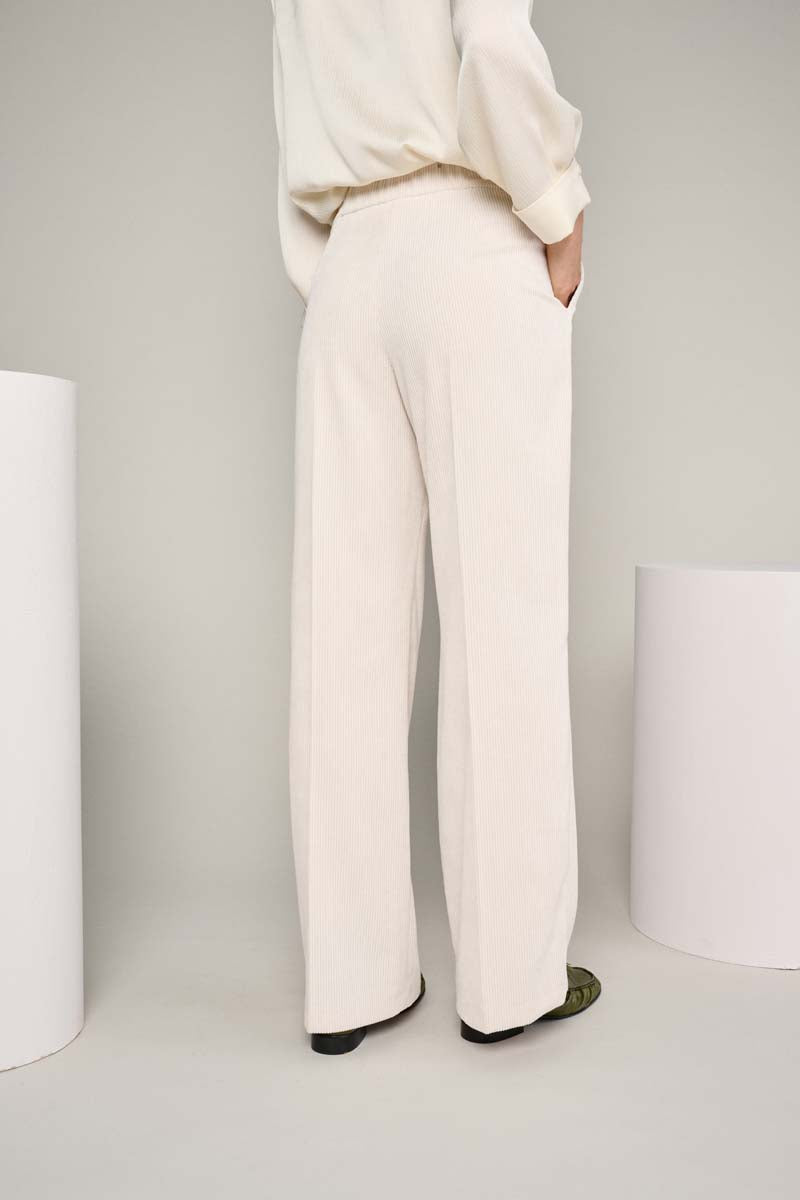 Wide cream velour trousers