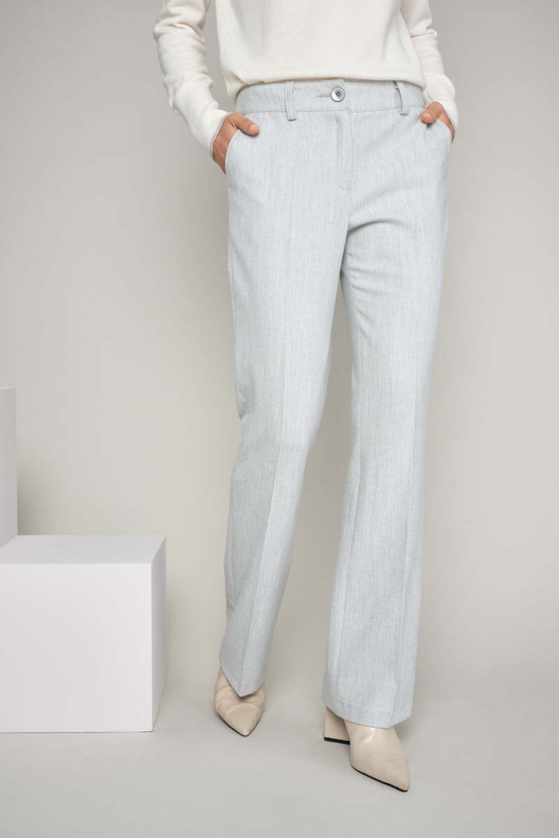 Grey flared trousers