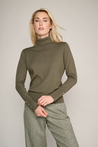 Fine-knit turtleneck jumper in kakhi