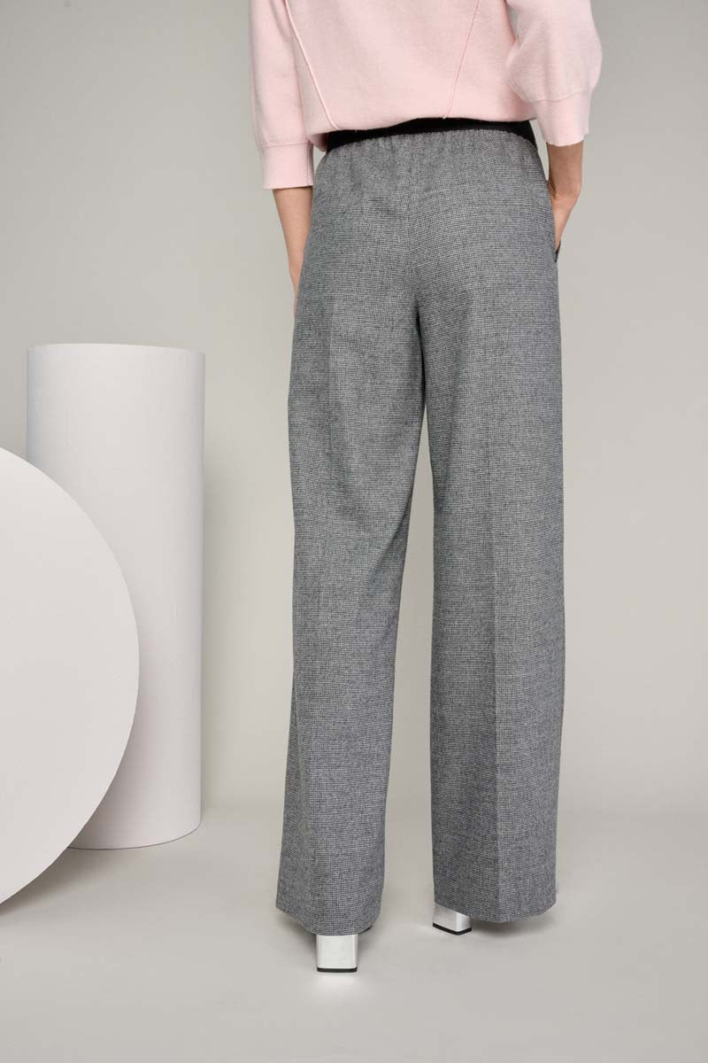 Pantalon large gris en tissu mélangé