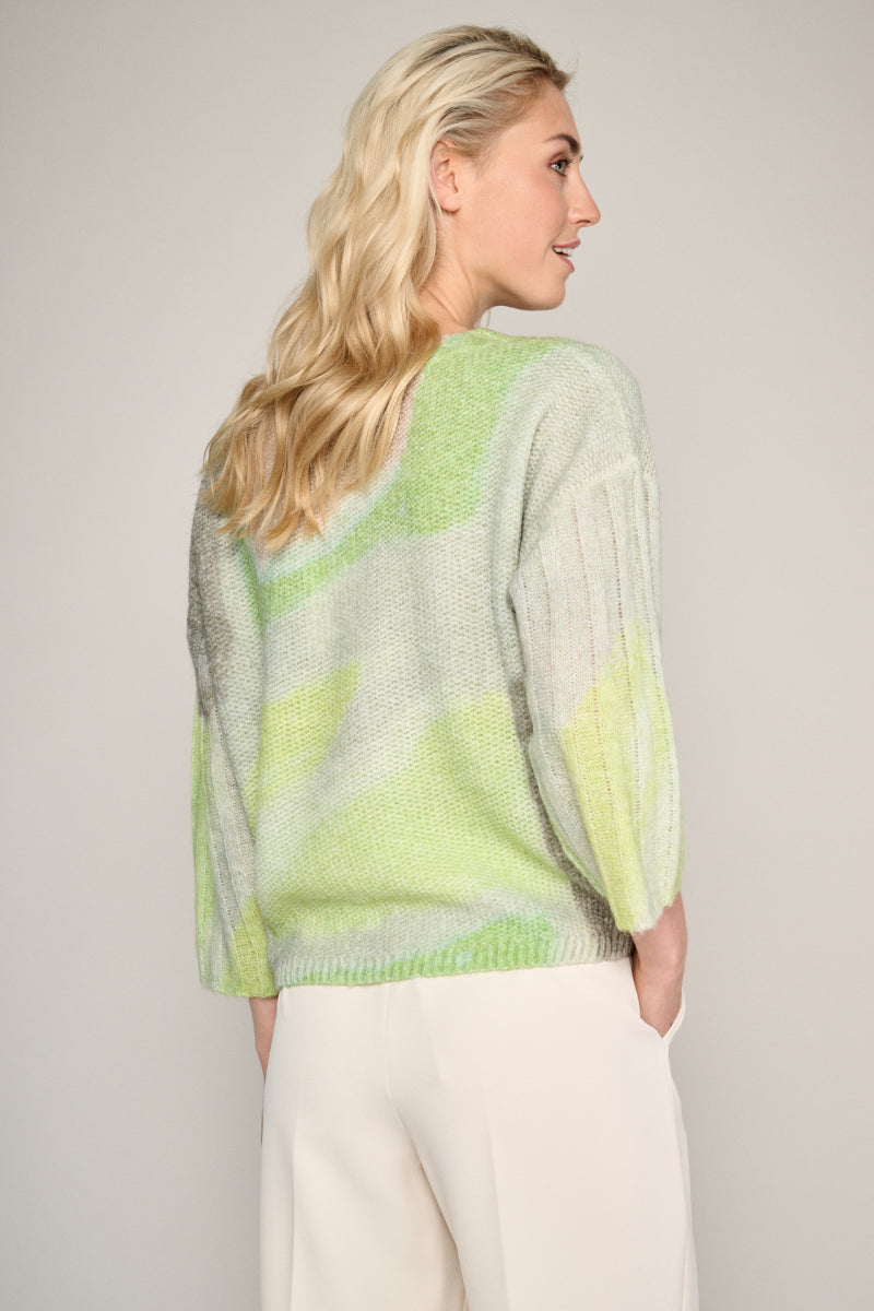 Knitted jumper with fresh green accents