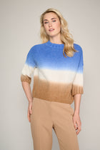 Tricolor gebreide pull met driekwartsmouwen