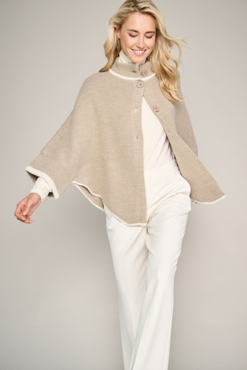 Trendy beige cape with cream accent