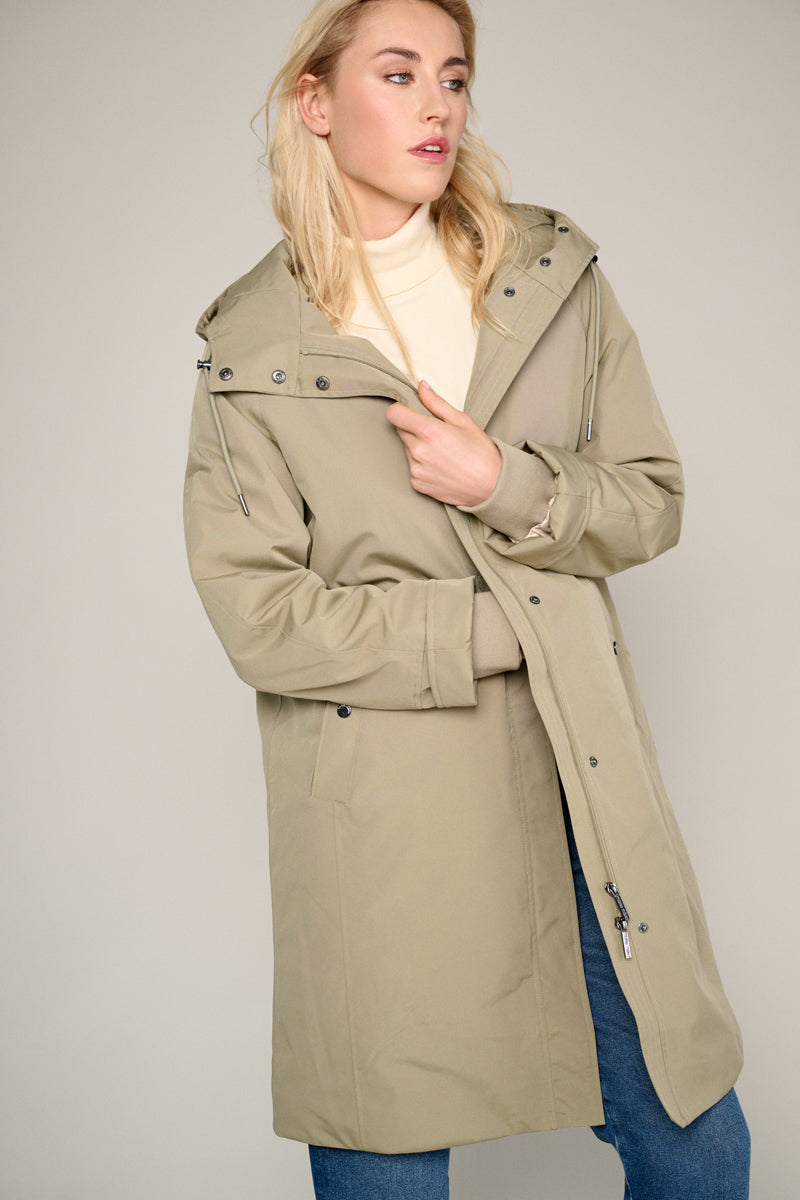 Parka longue vert olive