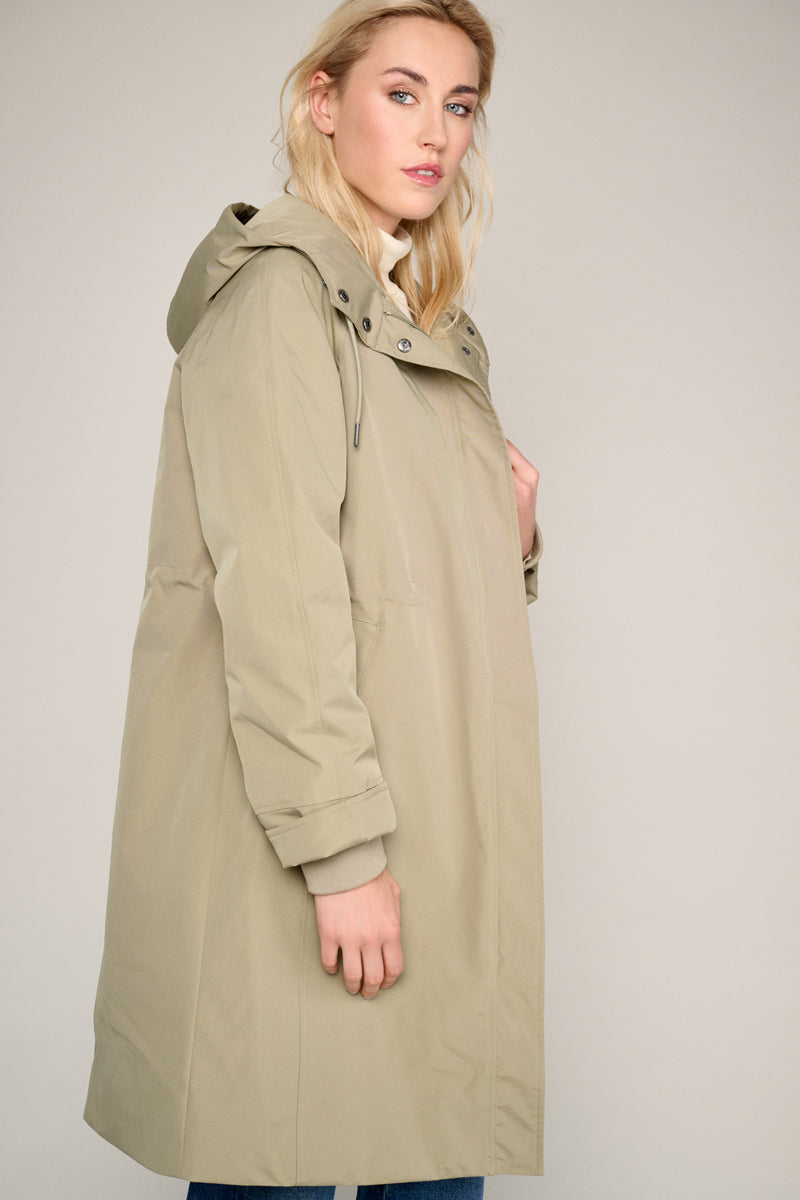 Parka longue vert olive