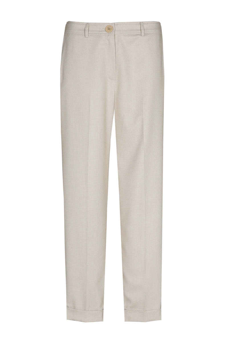 Beige 7/8 pants vichy check print