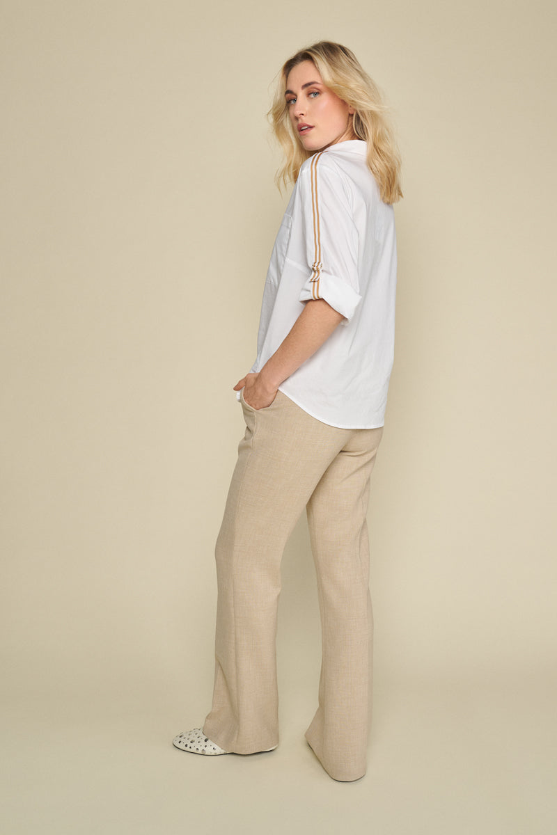 Camel broek met flared pijpen