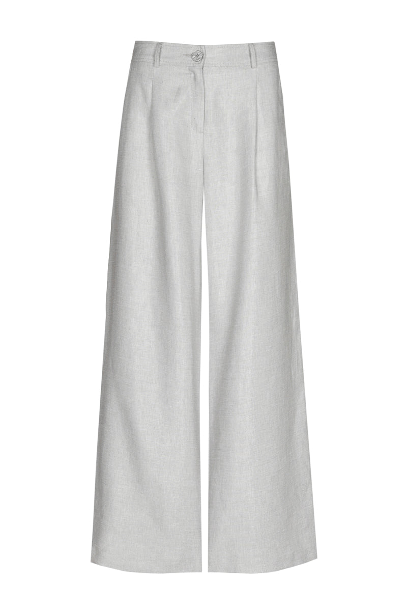 Grey trousers with pleat and wide legs