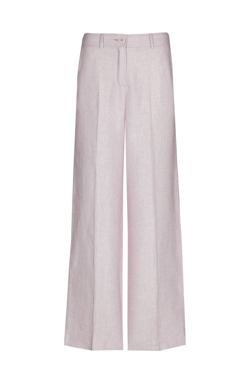 Lilac straight-leg trousers with elastic at the back