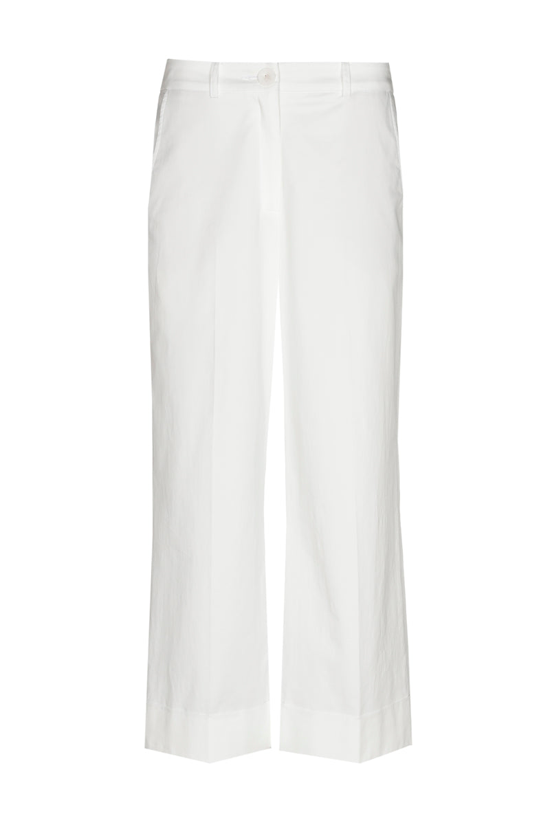 Pantalon large 7/8 blanc en coton